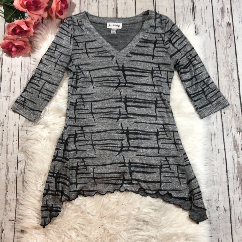 Joseph Ribkoff Shimmer Geometric Asymmetrical Top